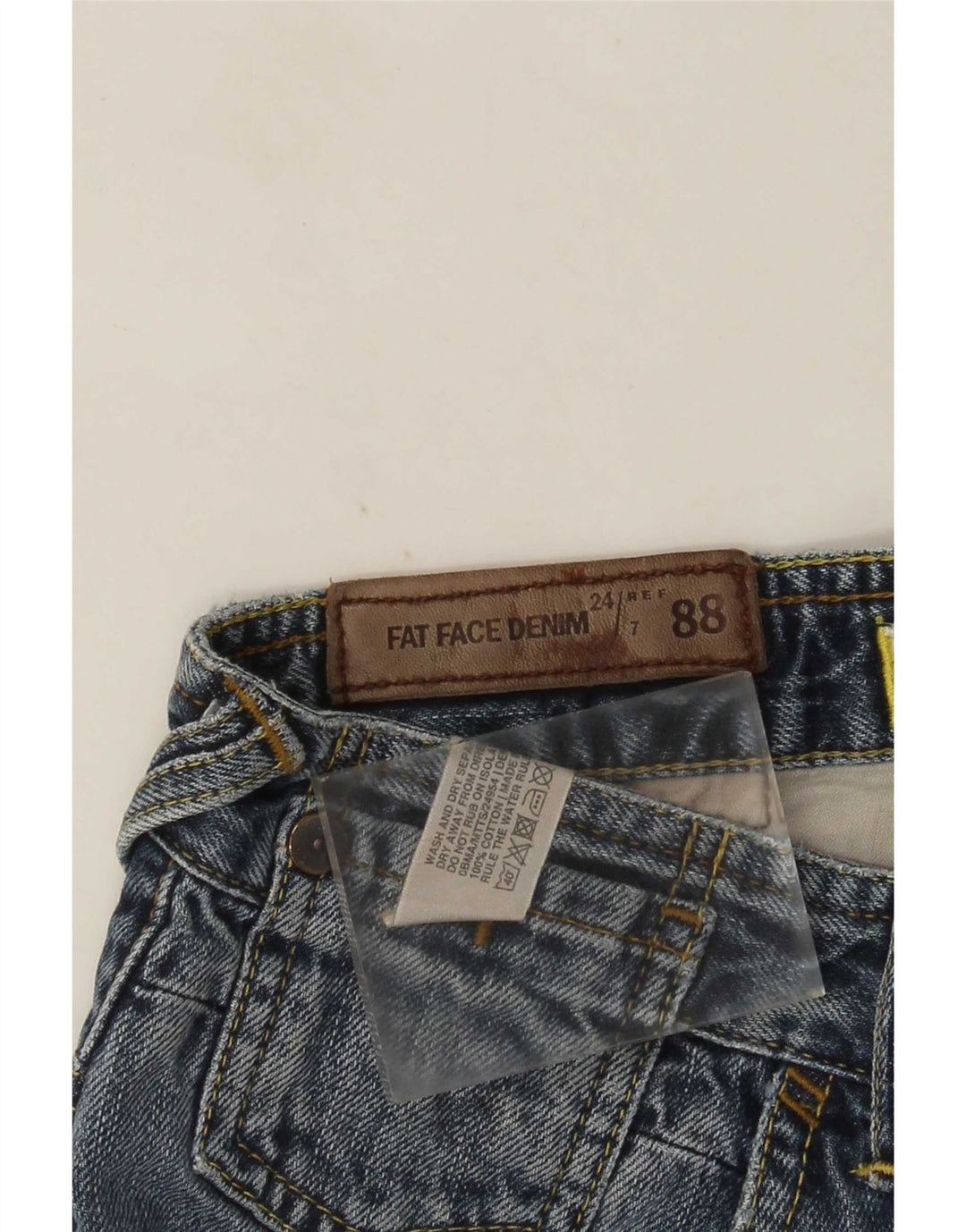 Calça jeans masculina Fat Face de perna larga W30 L29 algodão azul