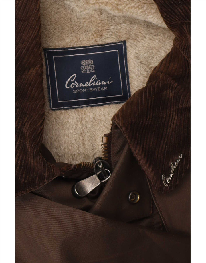 Jaqueta utilitária masculina Corneliani Sherpa IT 56 3XL algodão marrom