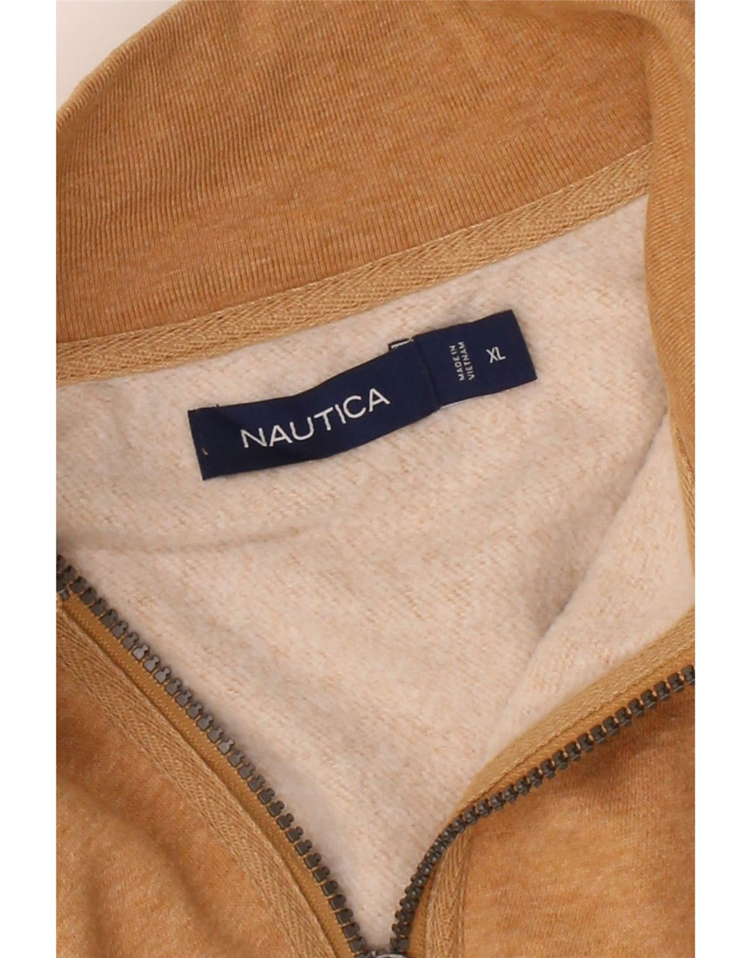 NAUTICA Mens Zip Neck Sweatshirt Jumper XL Beige Cotton Vintage Nautica and Second-Hand Nautica from Messina Hembry 