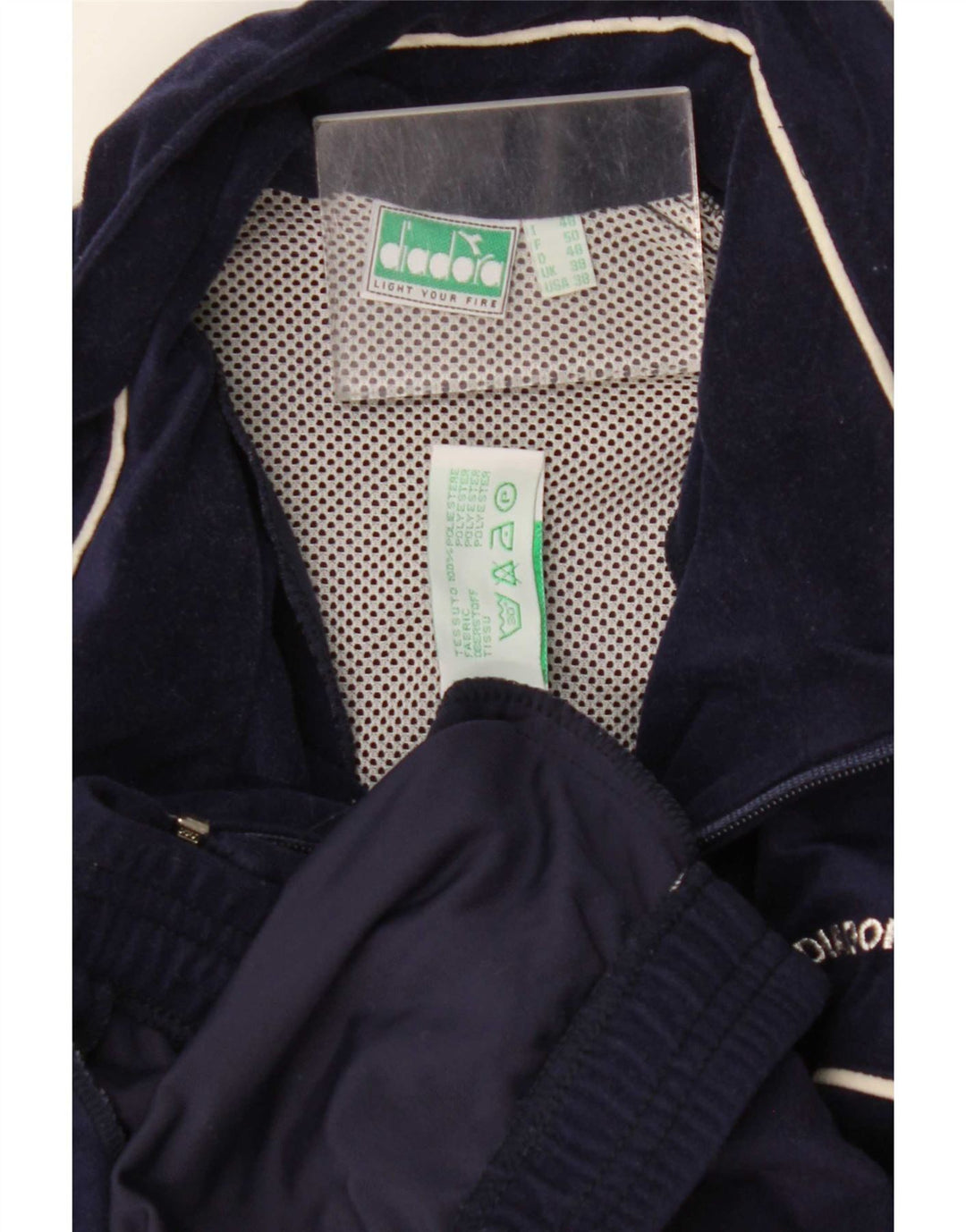 Diadora Mens Graphic Velour Tracksuit Top Jacket UK 38 Médio Azul Marinho
