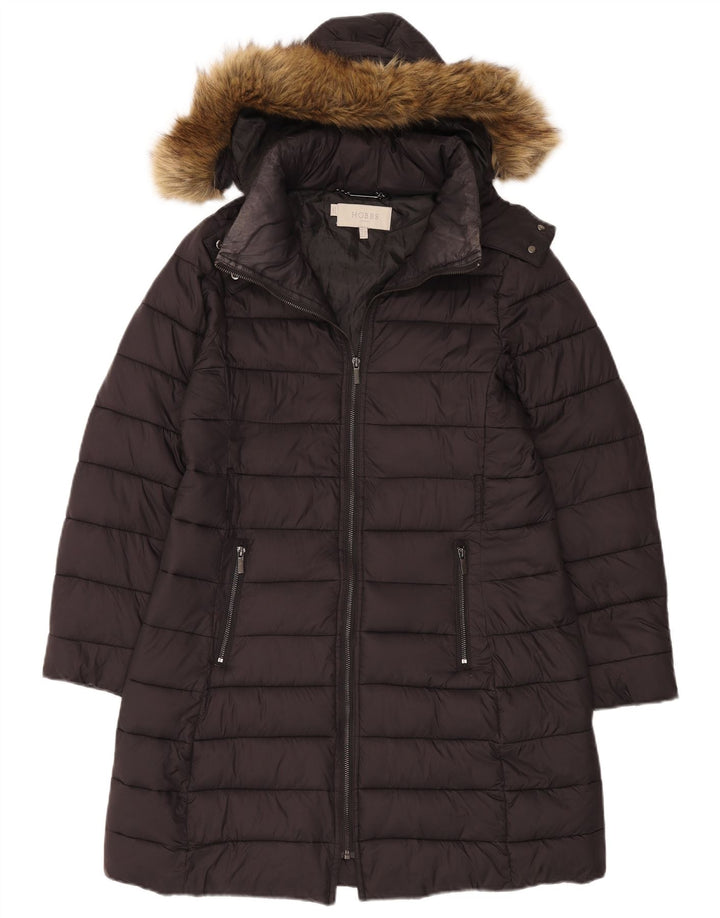 Casaco acolchoado com capuz feminino Hobbs UK 12 médio preto poliamida