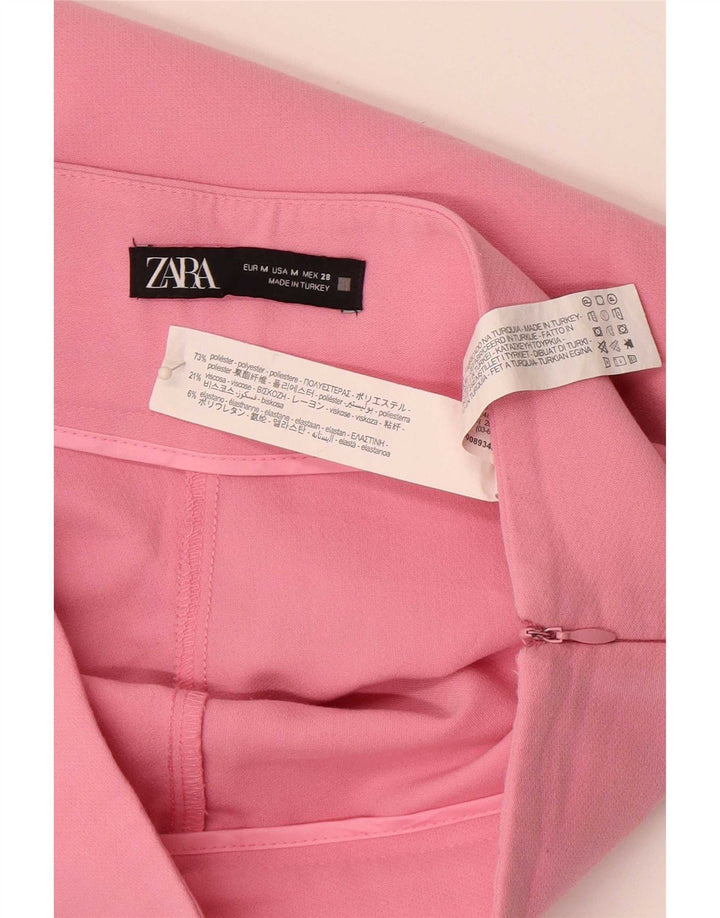 Zara Shorts feminino cintura alta casual médio W28 poliéster rosa