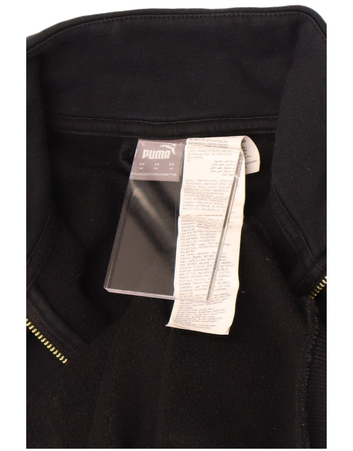 Puma Womens Tracksuit Top Jacket UK 14 Médio Algodão Preto