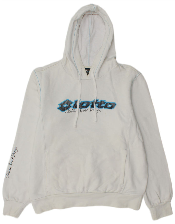 Lotto masculino gráfico moletom com capuz médio algodão branco