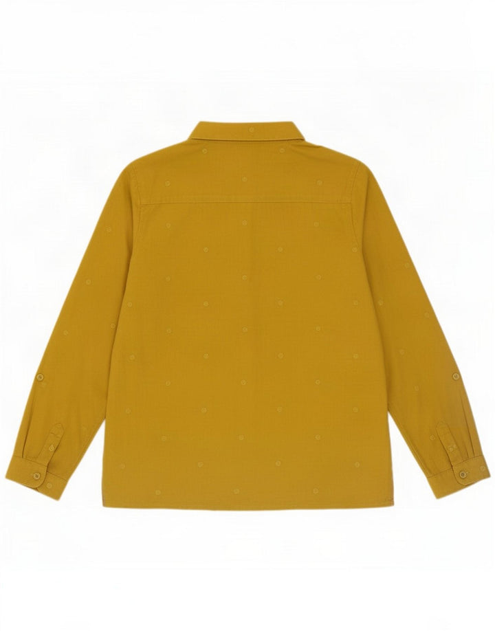 Camisa feminina de material branco Reino Unido 14 grande algodão manchado amarelo