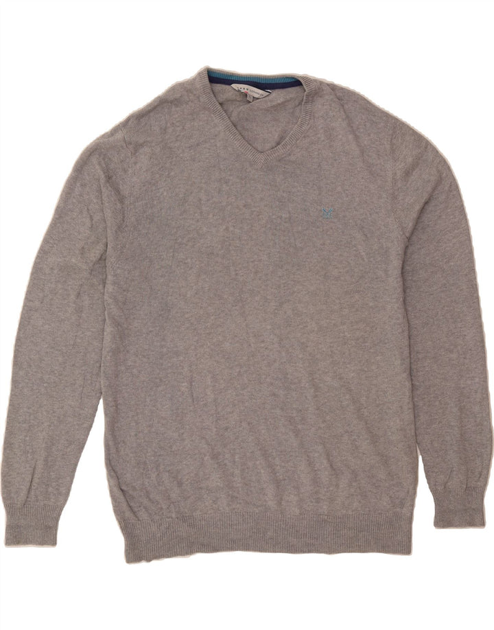 J. CREW Mens V-Neck Jumper Sweater XL Grey Cotton Vintage J. Crew and Second-Hand J. Crew from Messina Hembry 