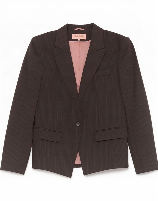 Fase Oito Jaqueta Blazer Masculina com 1 Botão Reino Unido 12 Riscas Cinza Médio