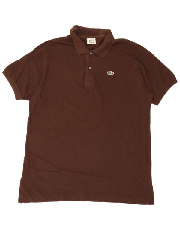 Camisa polo masculina Lacoste tamanho 6 XL algodão marrom