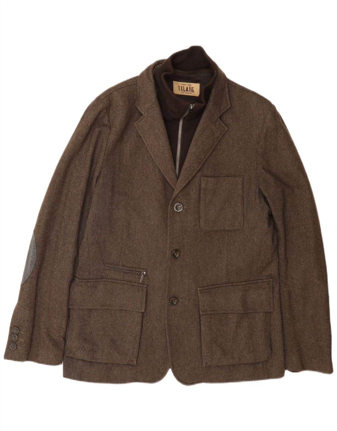 ALVIERO MARTINI Jaqueta blazer masculina de 3 botões IT 52 XL lã marrom