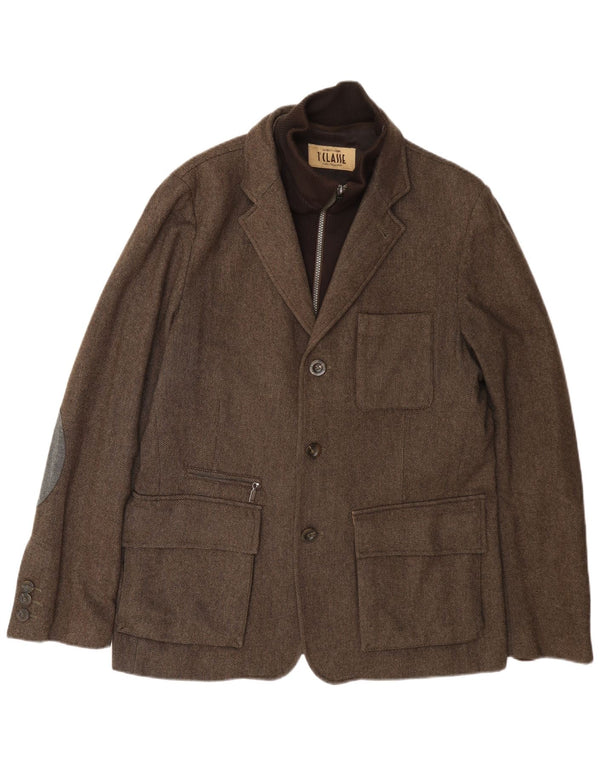 ALVIERO MARTINI Jaqueta blazer masculina de 3 botões IT 52 XL lã marrom