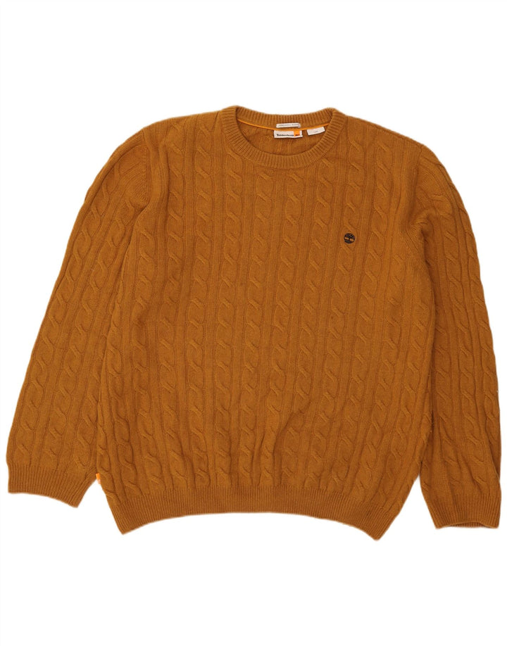 Suéter masculino Timberland com gola redonda, grande lã marrom