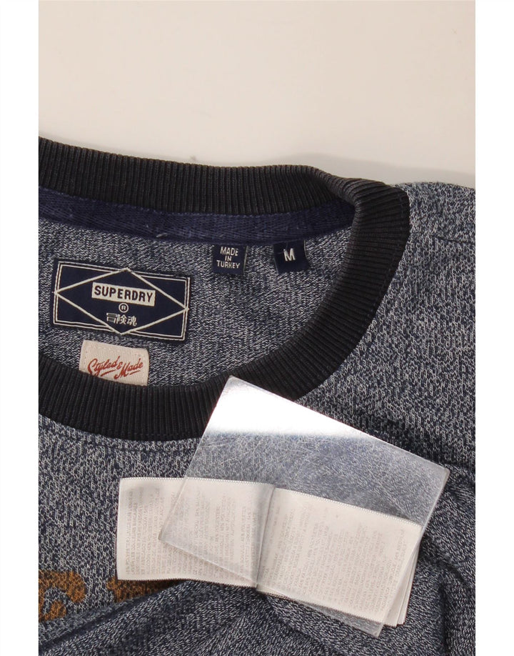 Camiseta masculina gráfica SUPERDRY Top médio algodão manchado azul marinho