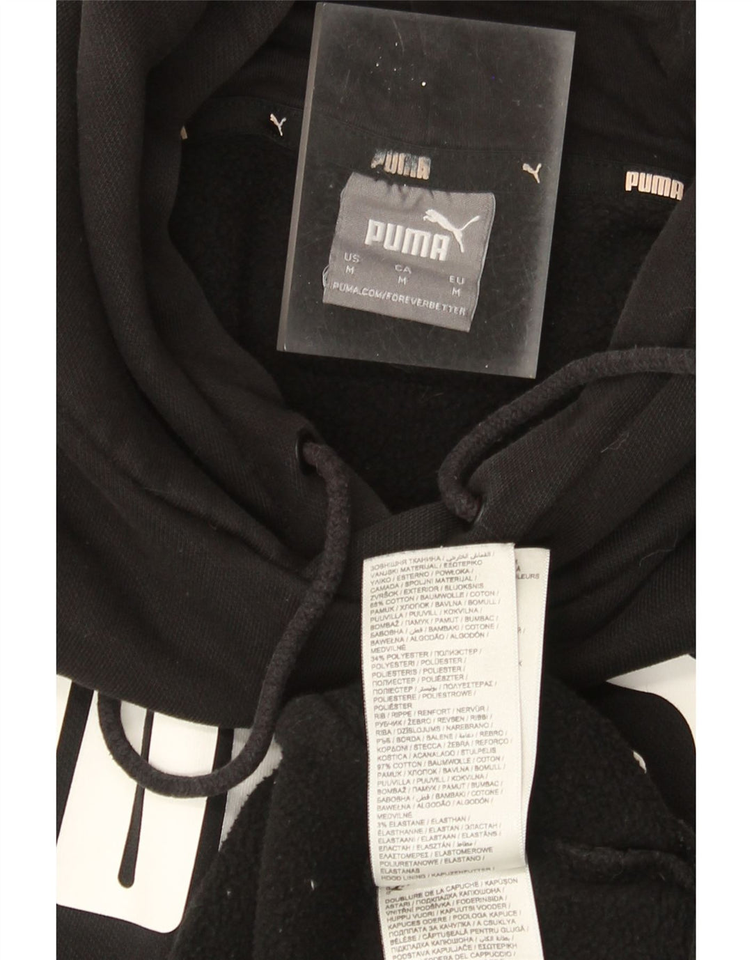 Puma masculino gráfico moletom com capuz médio algodão preto