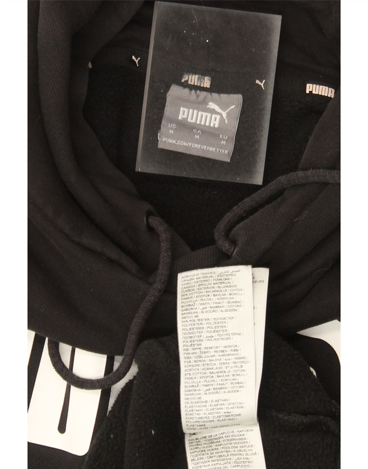 Puma masculino gráfico moletom com capuz médio algodão preto