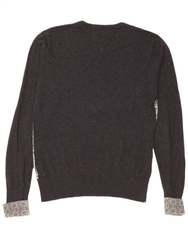 Suéter feminino GUESS BY MARCIANO com decote em V UK 10 pequeno xadrez preto