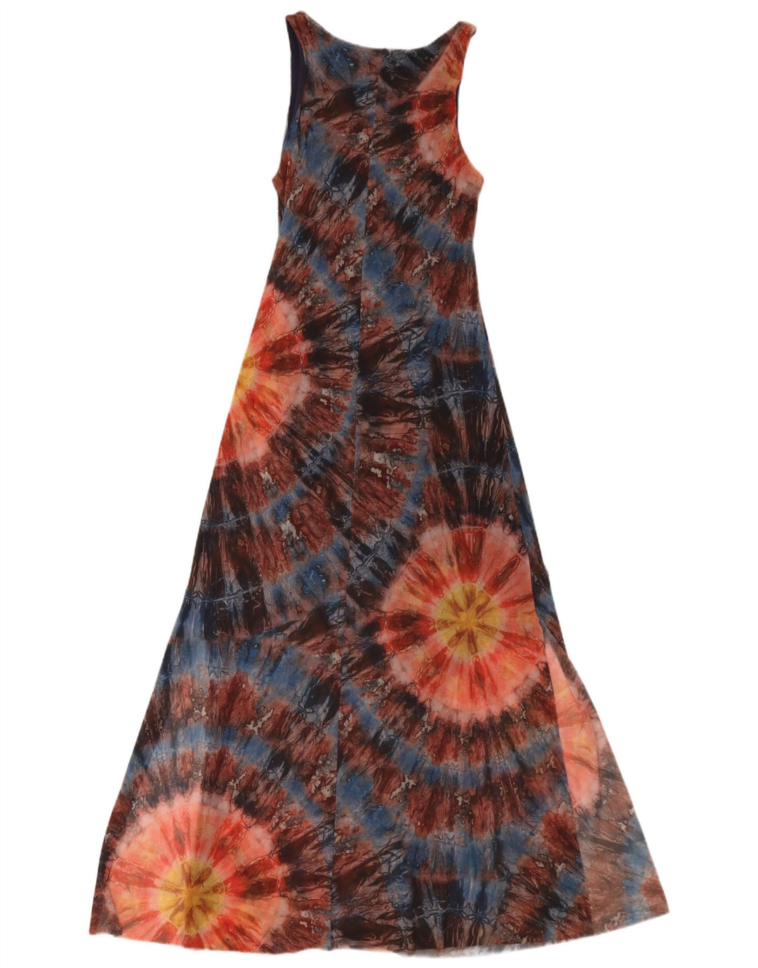 Vestido maxi feminino sem mangas Desigual UK 12 médio multicolorido tie-dye