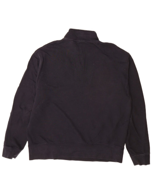 Zara Mens Zip Neck Sweatshirt Jumper XL Navy Blue Cotton
