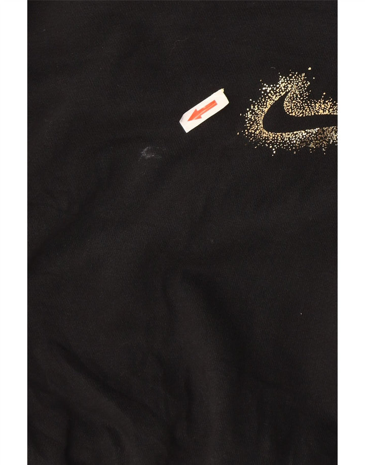 Nike Womens Crop Oversized Hoodie Jumper UK 10 Pequeno Preto