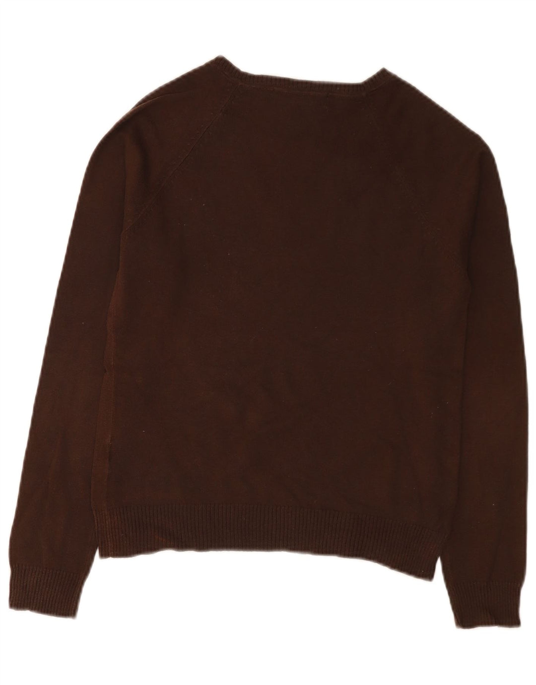 Suéter feminino Zara com decote em V Reino Unido 12 algodão marrom médio