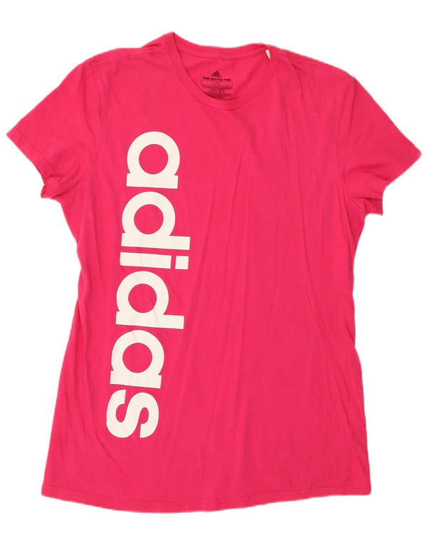 Adidas Womens Graphic T-Shirt Top UK 16 Large Pink Cotton
