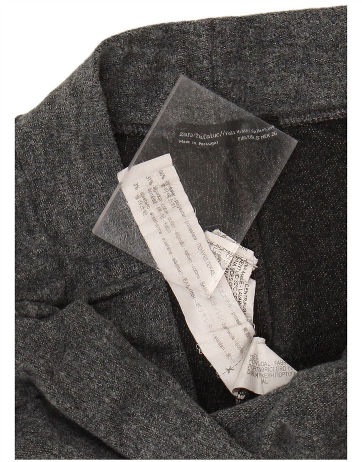 Calça feminina Zara com perna larga cortada pequena W26 L24 cinza poliéster