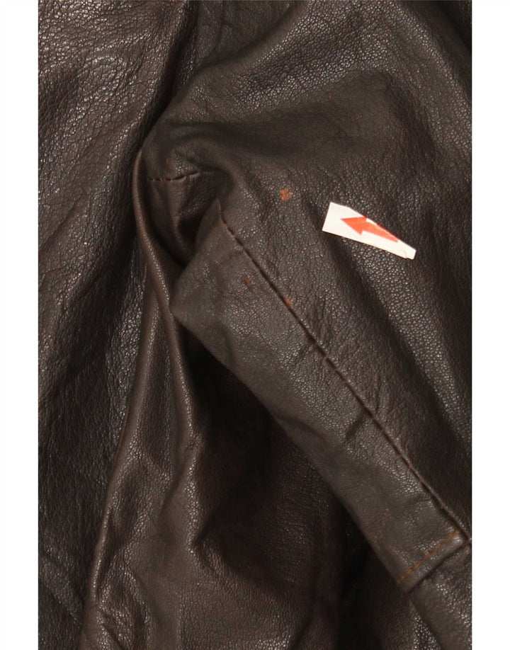 Jaqueta de couro masculina vintage UK 40 grande marrom