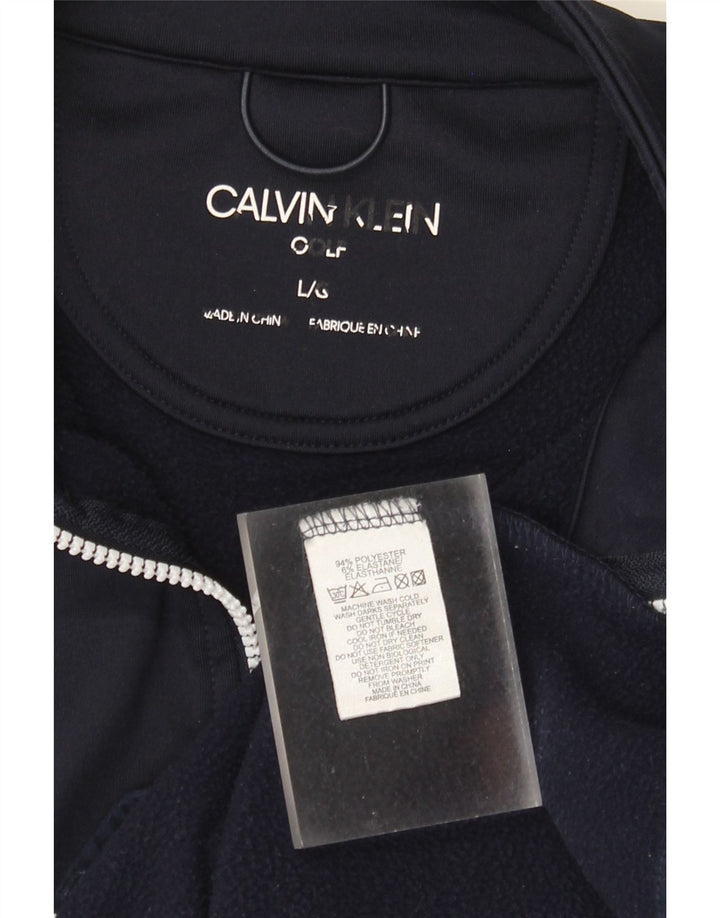 Calvin Klein Jaqueta masculina de agasalho grande poliéster listrado azul marinho
