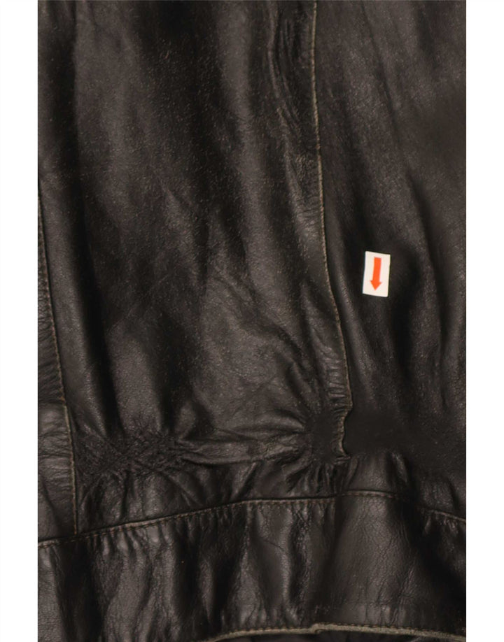 Jaqueta de couro masculina vintage IT 56 3XL couro preto Colourblock