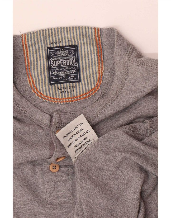 Superdry Mens Top Manga Longa Médio Algodão Cinza