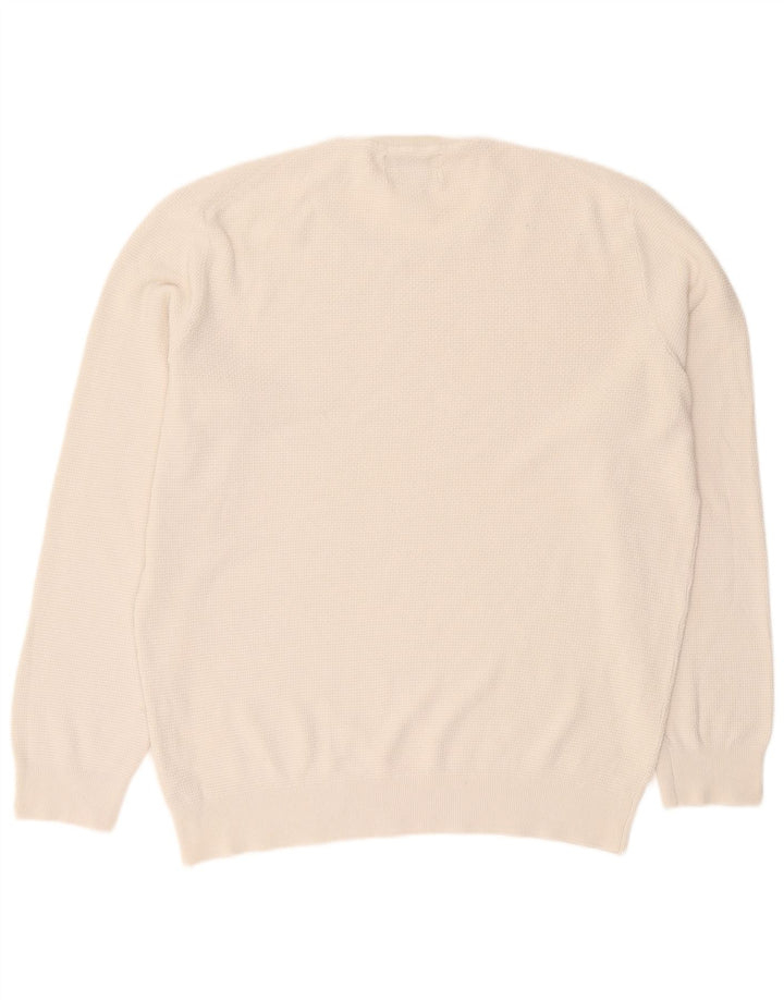 Suéter masculino Marks & Spencer Autograph com gola redonda, grande algodão branco