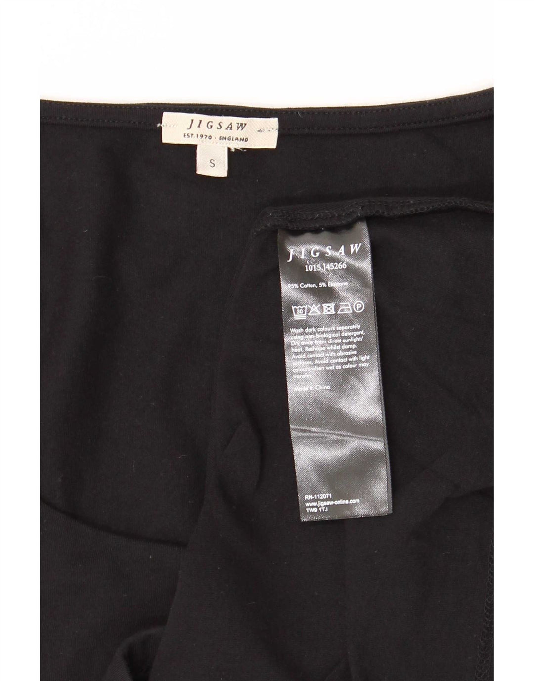 Top feminino Jigsaw manga comprida UK 10 pequeno algodão preto