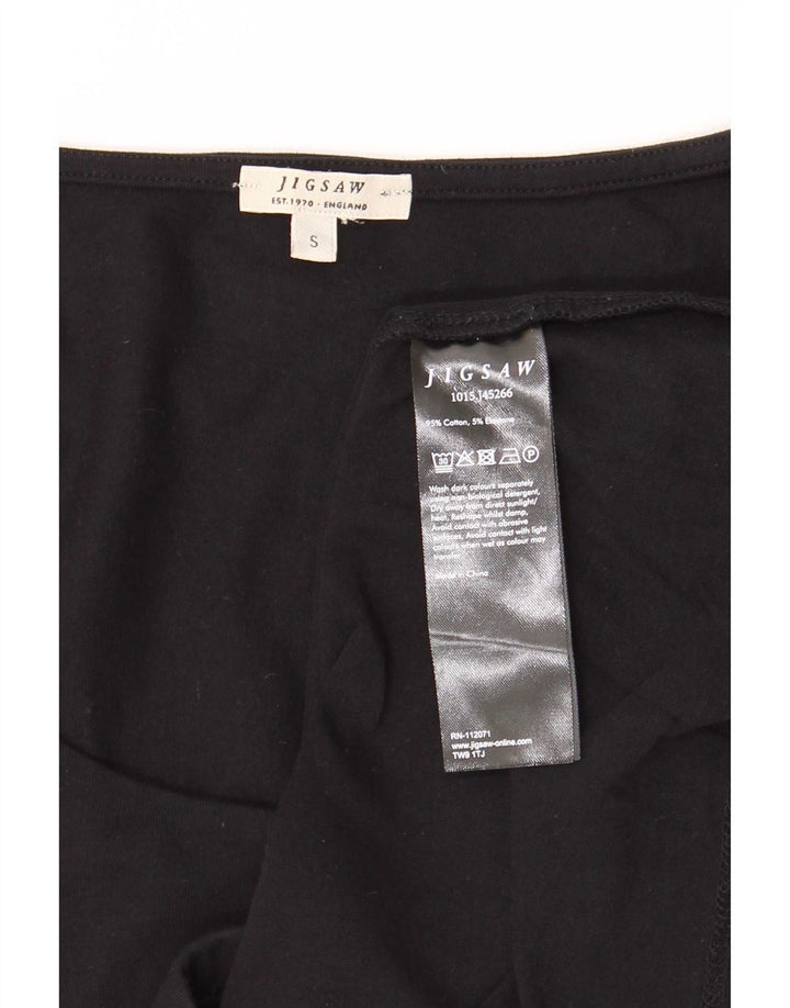 Top feminino Jigsaw manga comprida UK 10 pequeno algodão preto