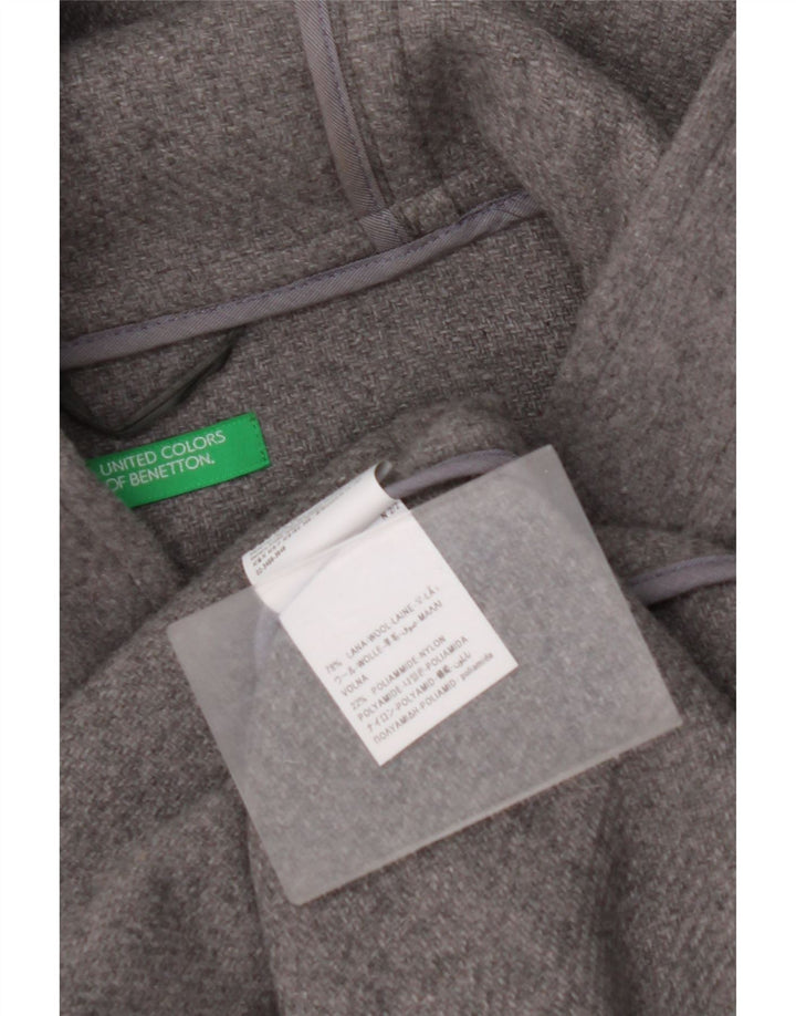 Casaco masculino com capuz BENETTON UK 42 XL lã cinza