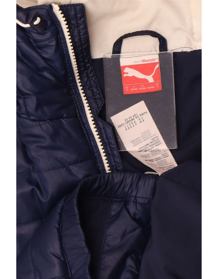 Jaqueta acolchoada com capuz masculina Puma UK 36 poliéster colorblock azul pequeno