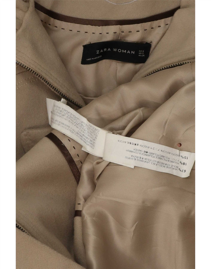 Zara Womens Trench Coat UK 10 Pequeno Lã Cinza