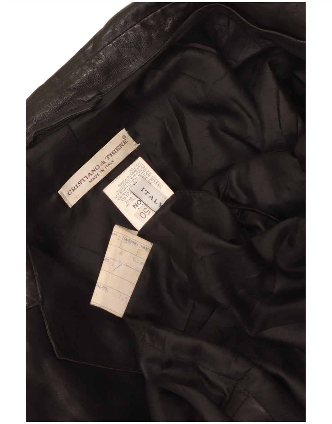 Jaqueta de couro masculina Cristiano Di Thiene UK 36 pequena couro preto