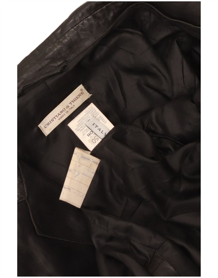 Jaqueta de couro masculina Cristiano Di Thiene UK 36 pequena couro preto