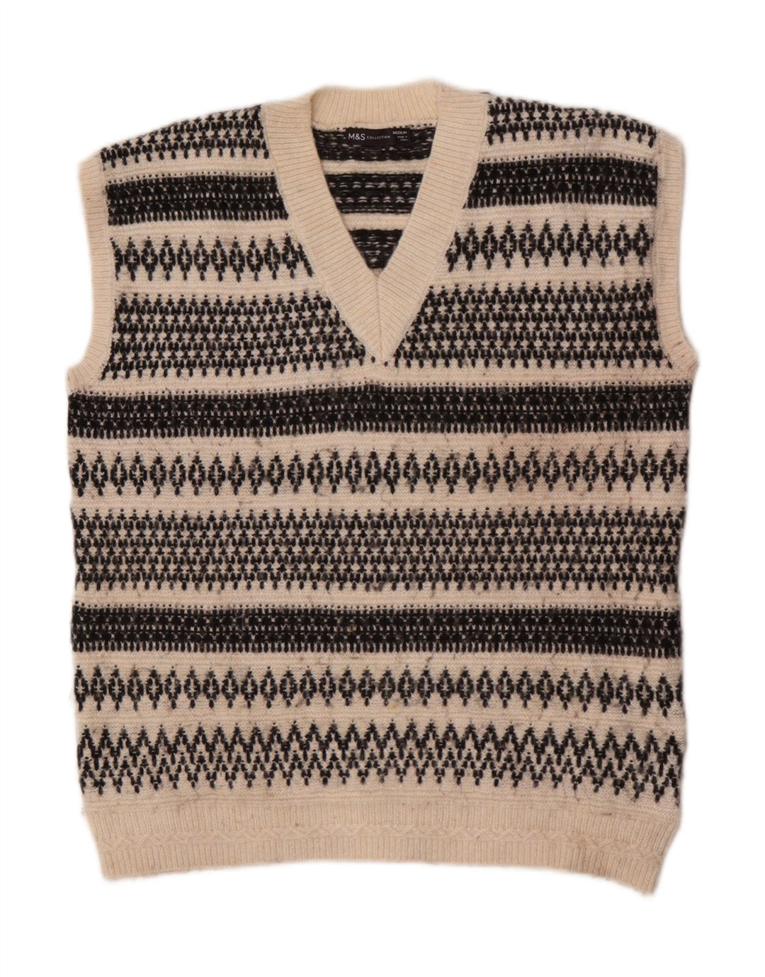 Regata feminina Marks & Spencer com colete Reino Unido 14 Médio Off White Fair Isle