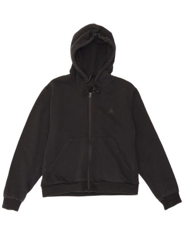 Suéter Adidas feminino com capuz e zíper Reino Unido 16/18 grande algodão preto
