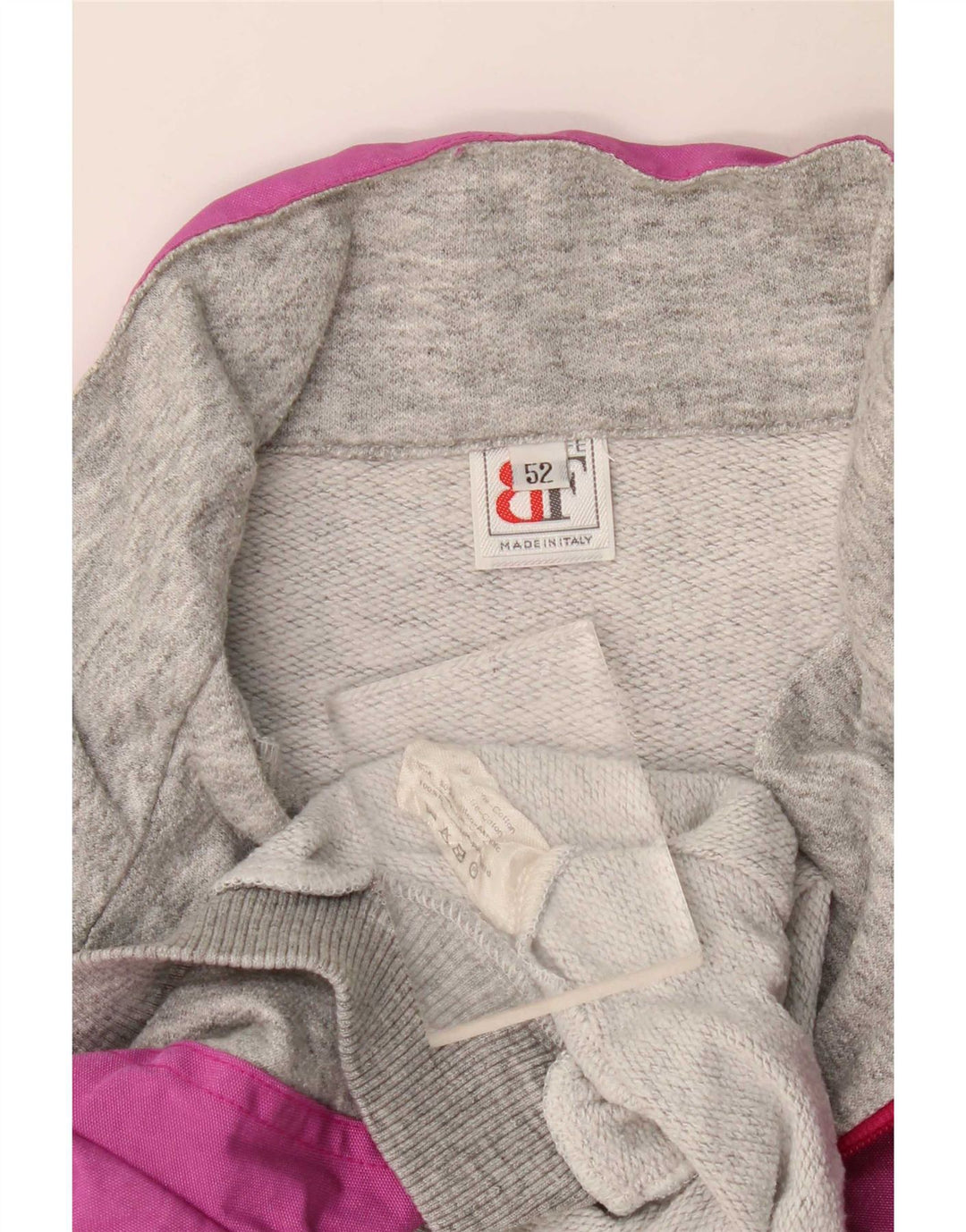 Belfe & Belfe Moletom masculino com zíper e gola em jumper IT 52 grande bloco colorido cinza