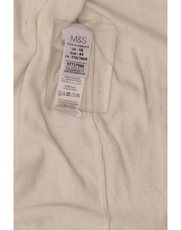 Marks & Spencer Suéter feminino Longline Open Cardigan Reino Unido 16 Grande Branco