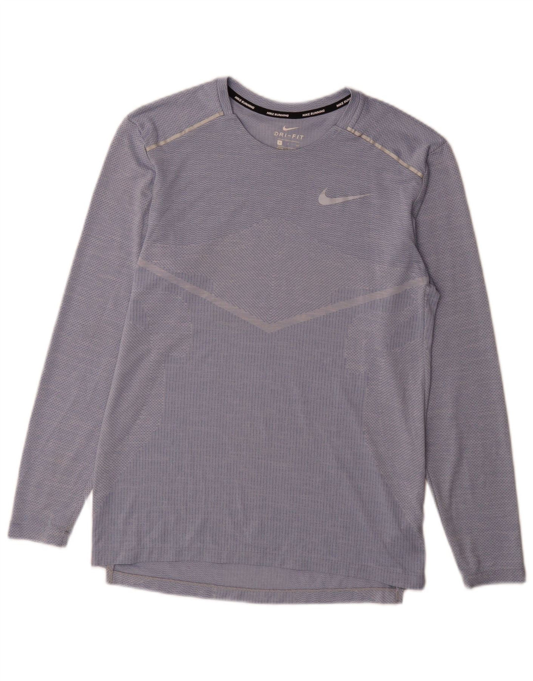 Top Nike Masculino Dri Fit Manga Longa Pequena Risca Azul Poliéster