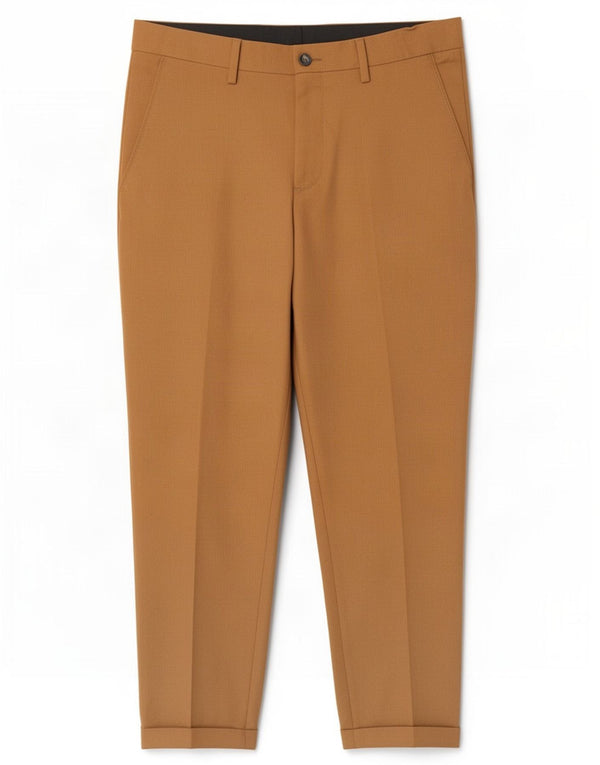 Zara Mens Slim Chino Calças EU 38 Pequeno W30 L27 Poliéster Marrom