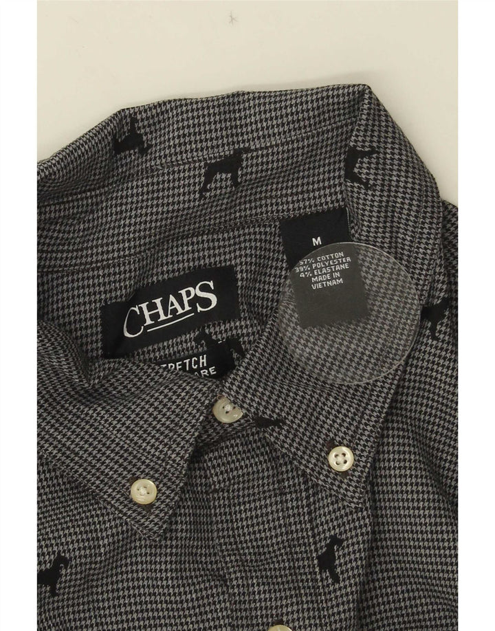 Camisa masculina Chaps algodão houndstooth cinza médio