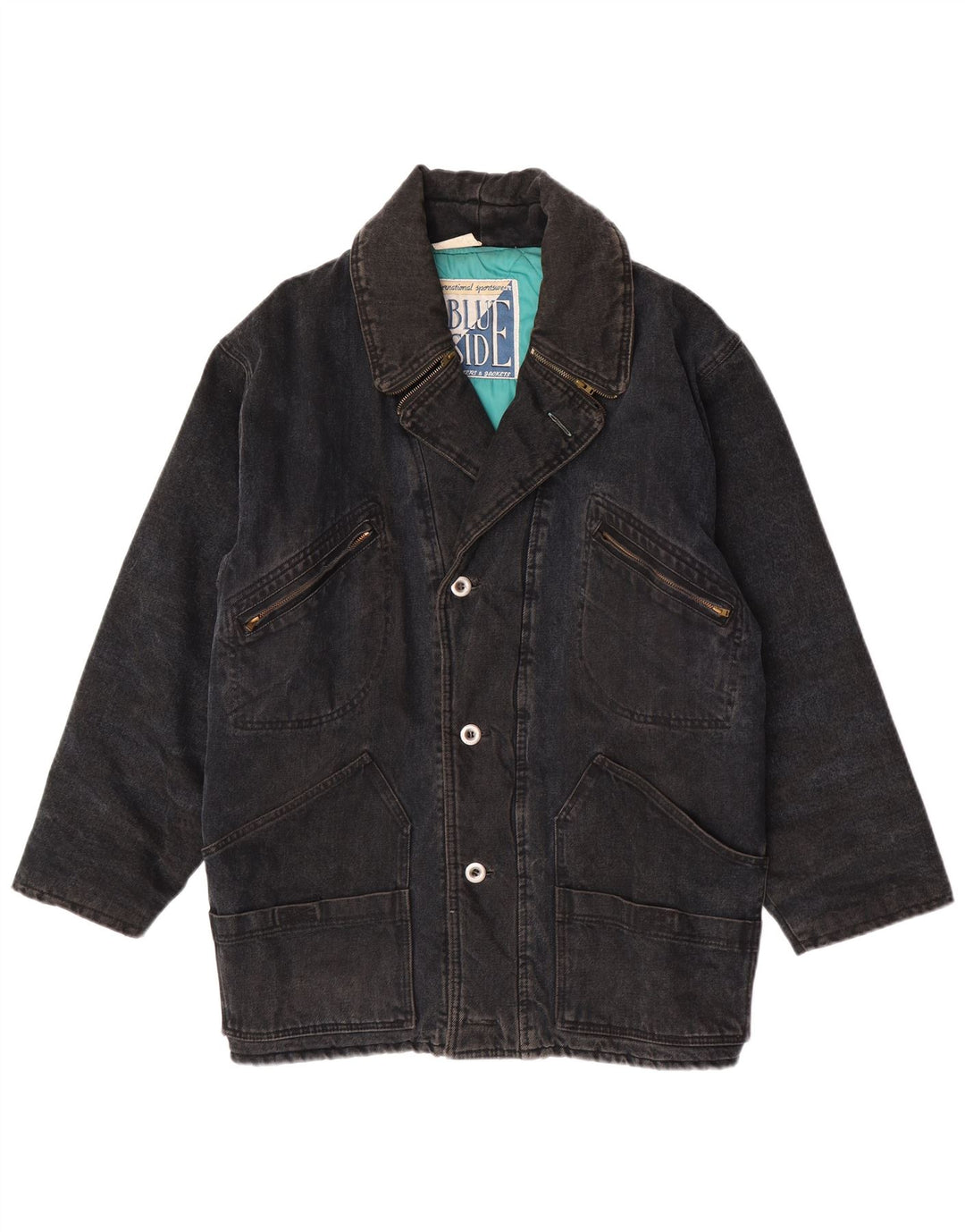 Jaqueta jeans masculina Blue Side UK 40 grande preta
