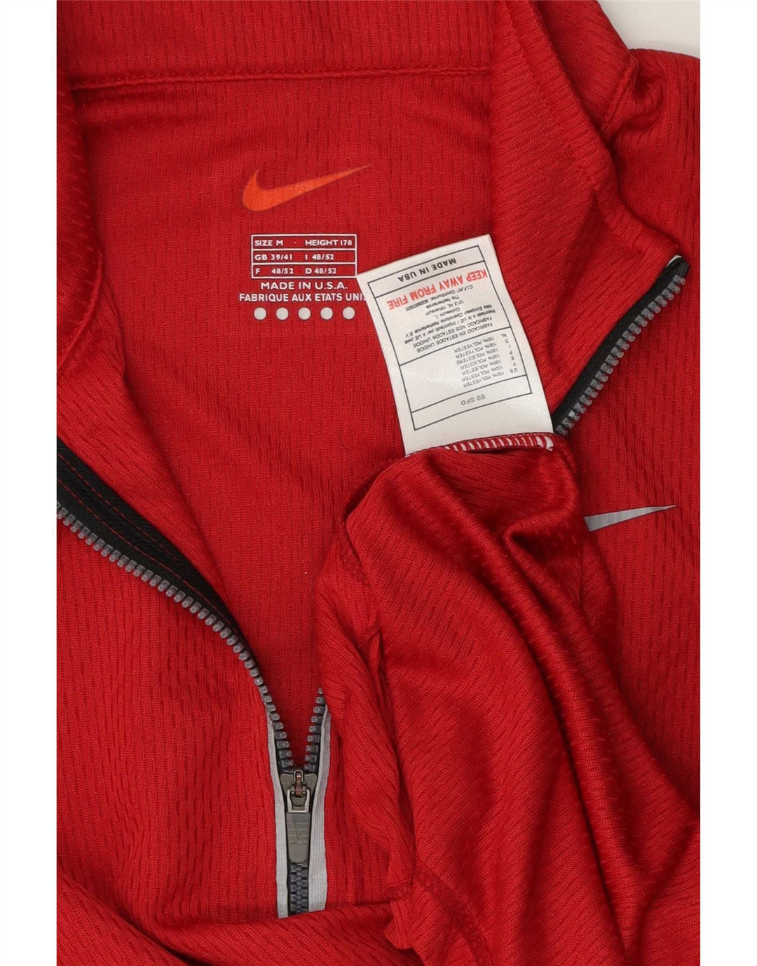 Nike Mens Zip Neck Pullover Treino Top UK 39/41 Médio Vermelho Poliéster