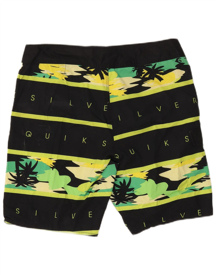 Quiksilver Shorts de natação masculino gráfico grande poliéster listrado preto
