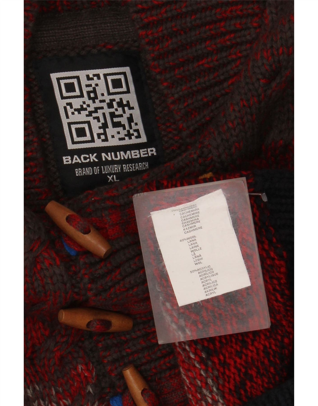 Suéter feminino VINTAGE com gola redonda e botão UK 18 XL vermelho colorblock