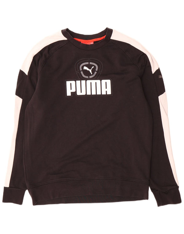 Puma moletom masculino gráfico jumper grande algodão colorblock preto