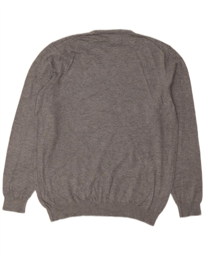 Suéter masculino ZARA com gola redonda e viscose cinza médio